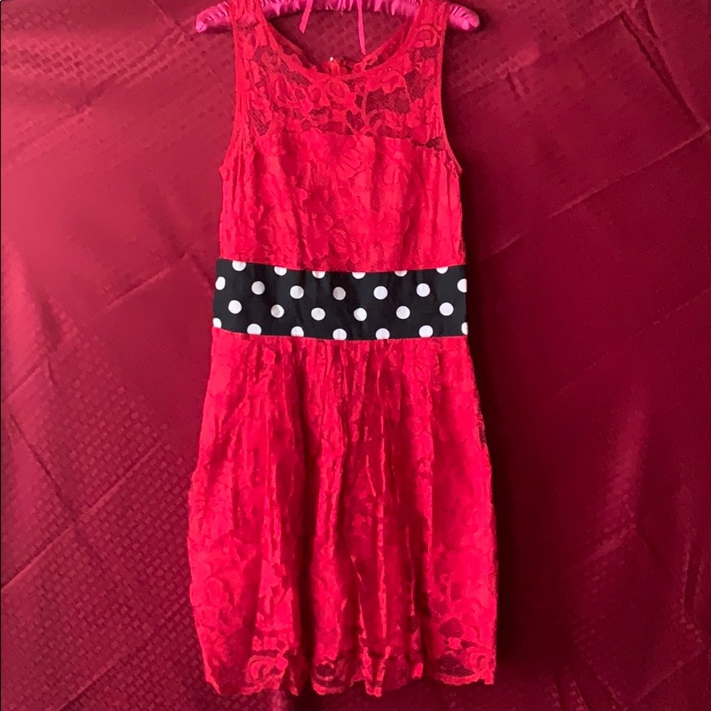 Red lace dress